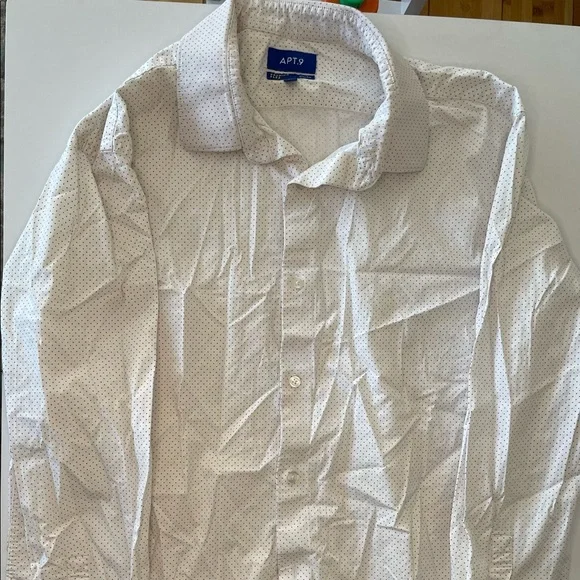 apt 9 white dress shirt Men's APT 9 White Dress Shirt Collar Pocket Long Sleeve Button Large 0441